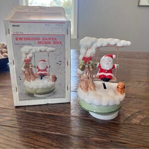 Vintage Sears Swinging Santa Music Box “ Jingle Bells” WORKS